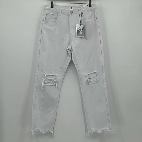 Insane Gene Hi-Rise Straight Distressed Jeans in White - NEW - Size 29 - Picture 1 of 10